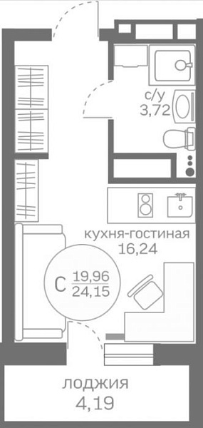 1-к квартира в новостройке, Александра Пушкина, 