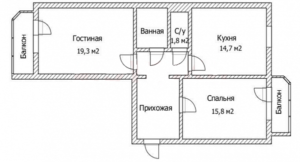 2-к квартира, Пермякова, 78