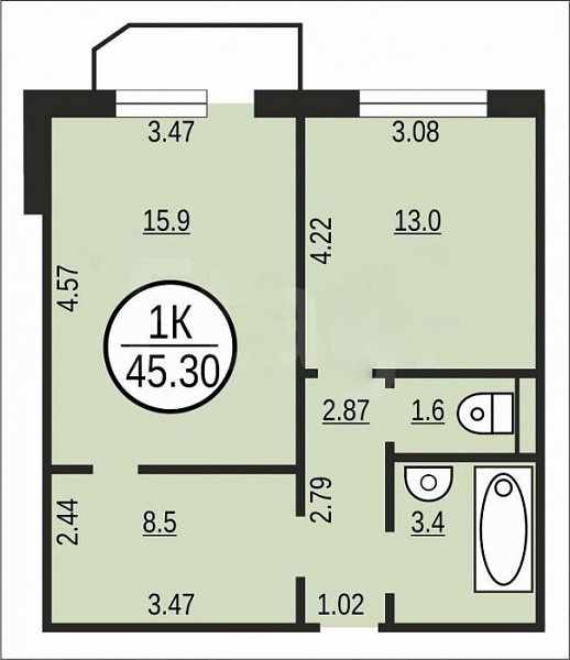 1-к квартира, Пермякова, 84