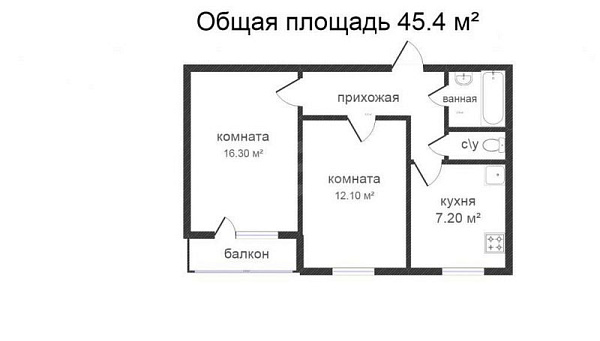 2-к квартира, Пермякова, 23