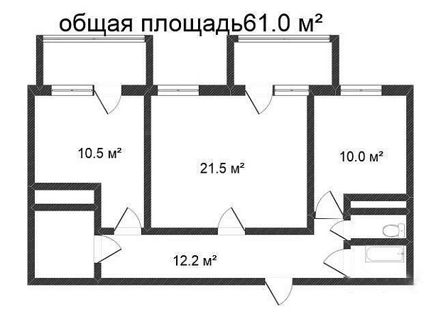 2-к квартира, Василия Гольцова, 4