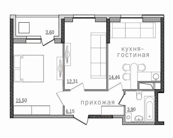 2-к квартира в новостройке, Тальниковая, 1