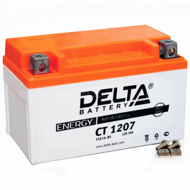 Мото аккумулятор "DELTA MOTO" CT 1207 AGM YTX7A-BS (7Ач п/п)