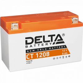 Мото аккумулятор "DELTA MOTO" CT 1208 AGM YT7B-BS (8Ач п/п)